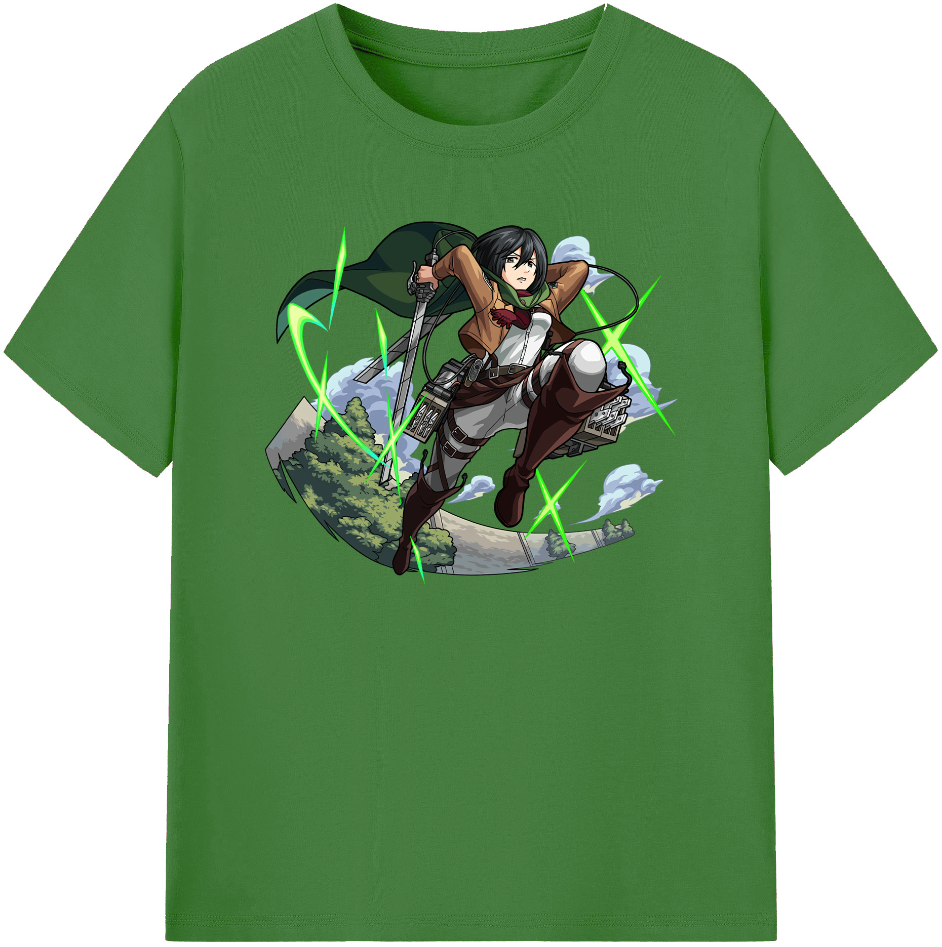 （画像用） 進撃の巨人 ミカサ·アッカーマン Attack on Titan Mikasa Ackerman レディースカジュアルプリントTシャツ（綿100％）